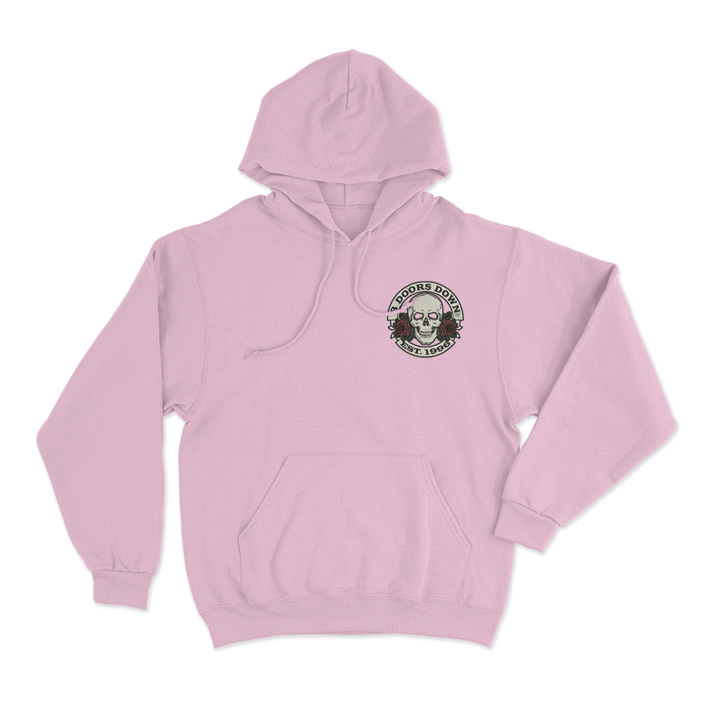 Skull And Roses Hoodie Pink Skull And Roses Hoodie Pink