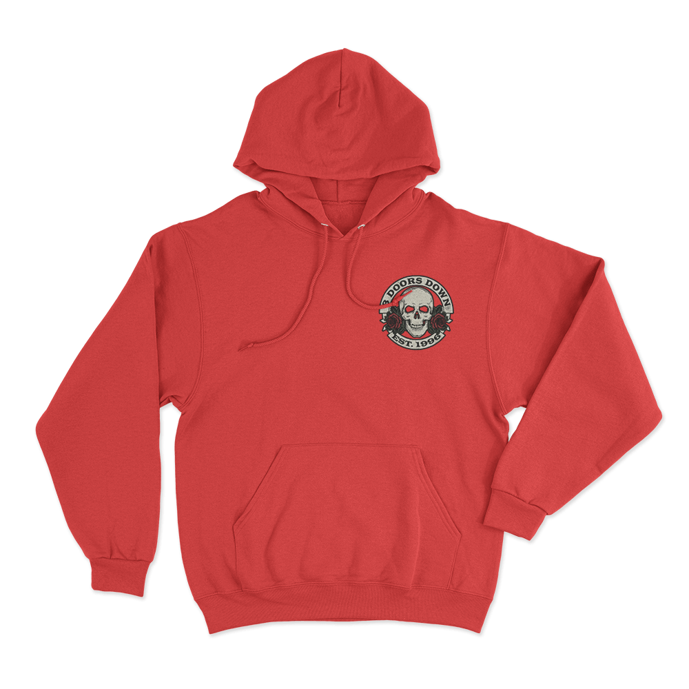 Skull And Roses Hoodie Red Skull And Roses Hoodie Red