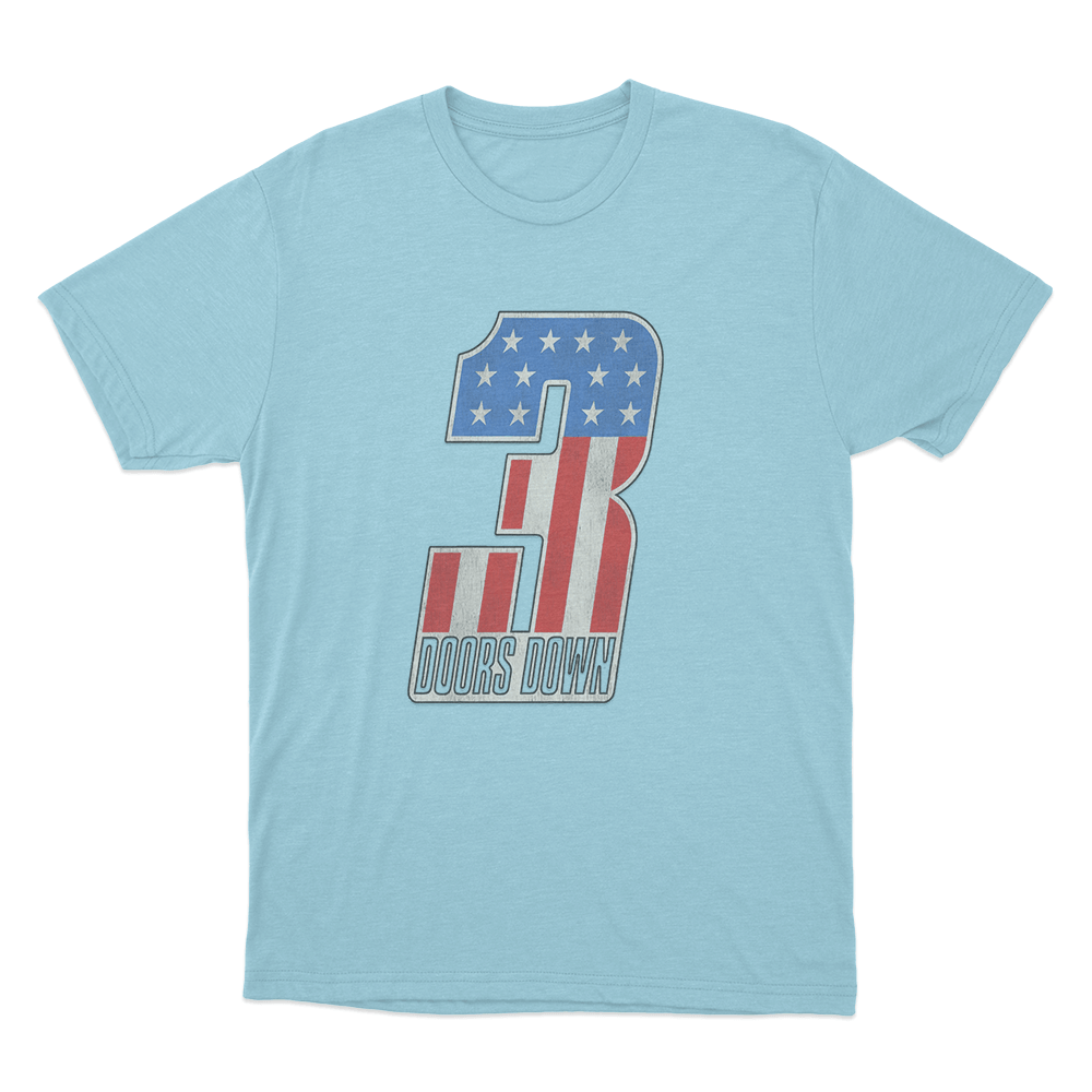 USA Flag Number T Shirt Sky Blue USA Flag Number T Shirt Sky Blue